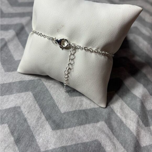 New! Silver Tone Dainty Cross Bracelet Lobster Clasp & Extension - Picture 3 of 4